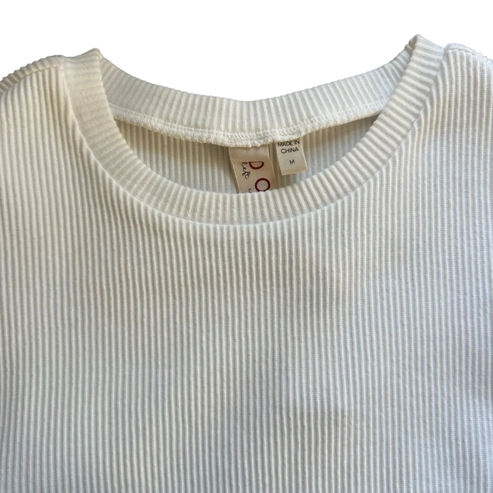 Anthropologie White Sheer Sleeve Top